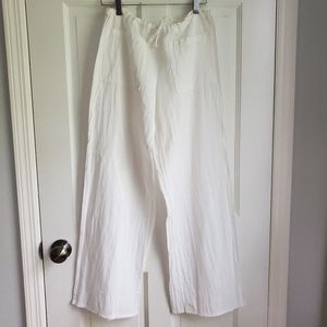 Debbie Katz White Gauze Beach Pants with pockets Size Small